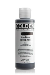 Fluid Acrylic 4 oz Bottle Van Dyke Brown Professional Art Painting Supplies