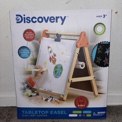 Discovery Kids 3-in-1 Tabletop Easel Dry Erase Chalkboard & Paper Roll New