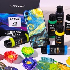Artme Iridescent Acrylic Paint Set, 20 2 Fl Oz (Pack of 20), 2oz X 20 Colors