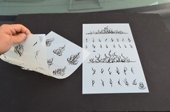 Mylar Airbrush Paint Tracing Stencils Camouflage Tattoo RC Body Mask FLAMES FIRE