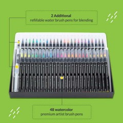 DOODLEHOG Gift Box : 48 Premium Watercolor Brush Pens