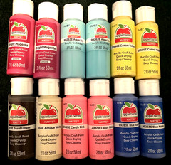Lot of 12 Acrylic Paint Glitter Base Mod Podge Folk Art Apple Barrel NEW