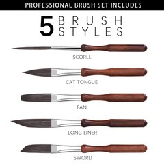 5 PCS Pinstriping Brush Set Detail Script Liner Scroll Sword Striper Art Tool