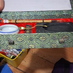 Chinese Calligraphy Set w/ Brush, Inkstone, Ink Stick, Water Bowl, Spoon
