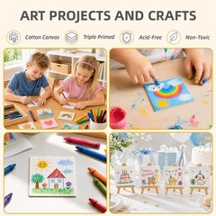 24 Pack 4×4 Inch Mini Blank Canvas for Painting, 100% Cotton Stretched Canvas…