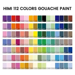 HIMI Gouache Paint Set, 112 Colors x 12g Twin Jelly Cup Design in Carrying Ca…