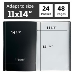 JJRING 11×14 Art Portfolio Folder with Plastic Sleeves, 24-Pocket Portfolio B…