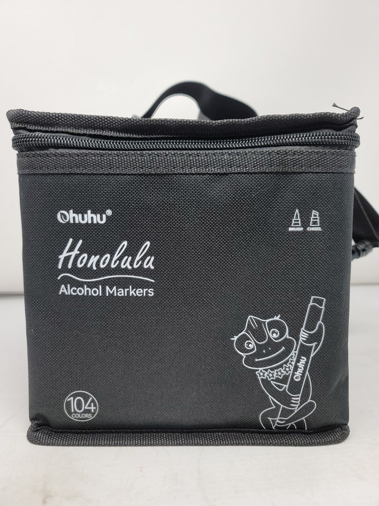 Ohuhu Alcohol Markers 104-color Double Tipped Brush & Chisel- Refillable Markers