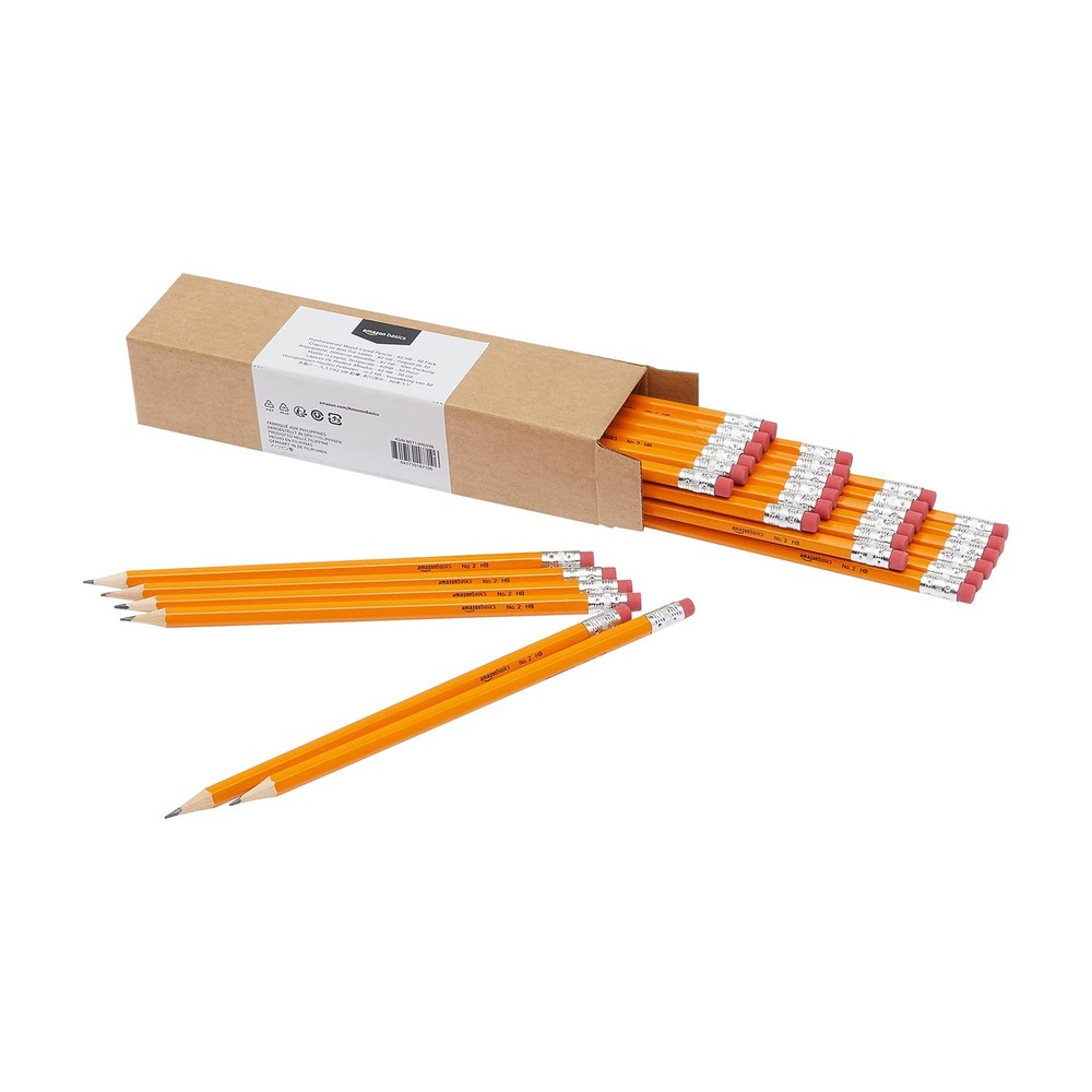 Amazon Basics Wood-Cased #2 HB School Pencils 1 Count (Pack of 30), Orange
