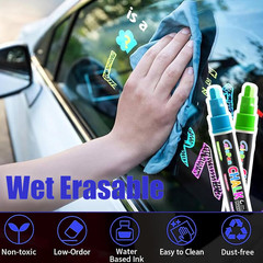 Window Chalk Markers for Cars Glass Washable, 16 Colors Jumbo Liquid Chalk Marke