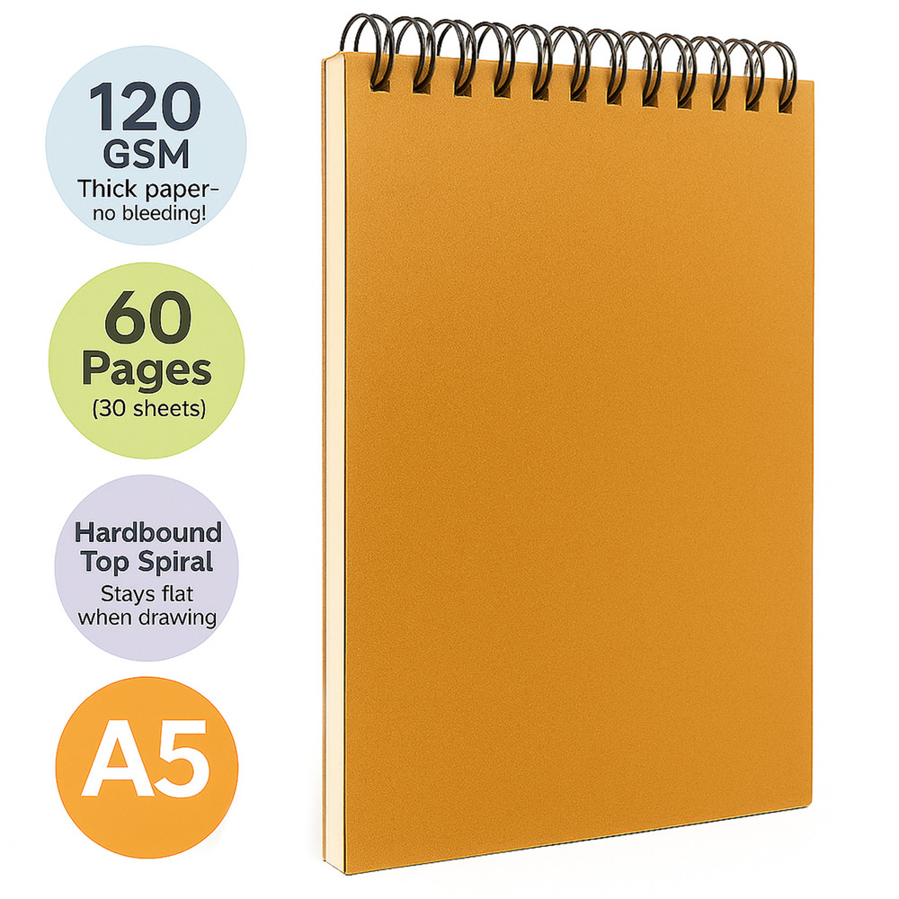 A5 A4 A3 Sketch Book Hardback Pad Spiral 120gsm Cartridge Art Drawing Paper