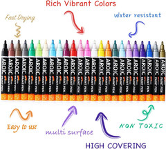 AROIC 48 Pack Oil-Based Paint Markers Medium Tip – Low Odor Rock Painting Pens f