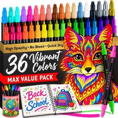 ARTISTRO 36 Dual Tip Acrylic Paint Markers Fine & Dot Paint Pen Set