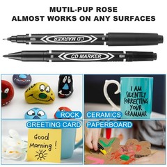 Black Markers for Drawing 10PCS Dual Tip Brush Pens Permanent Art Sketching
