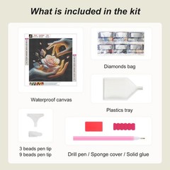 Rose Flower Diamond Art Kits for Adults, 5D Diamond Painting Kits for Beginners,