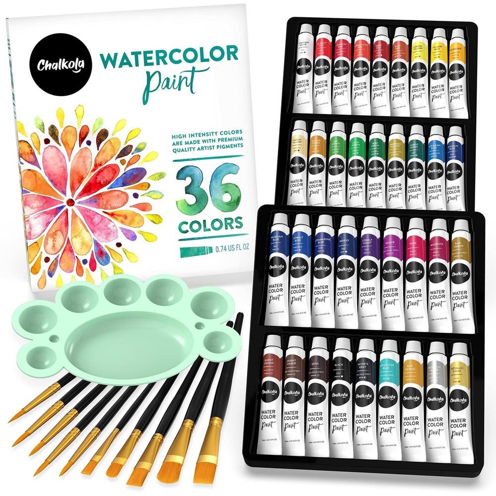 Chalkola Watercolor Paint Set for Adults & 0.4 Fl Oz (Pack of 36), Multicolor