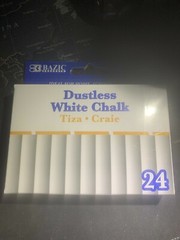 1 Box Of 24 each Bazic Dustless Chalk, White or Multi-Colors, 24CT ea. Choice!