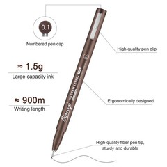 Sepia Tone Drawing Pen Set, 12 Assorted Sizes Sketch Liner, Water-Resistant A…