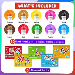 50 Dot Markers Bulk Classroom Pack (10 Colors W/Gold, 5 Activity Books) | Was…