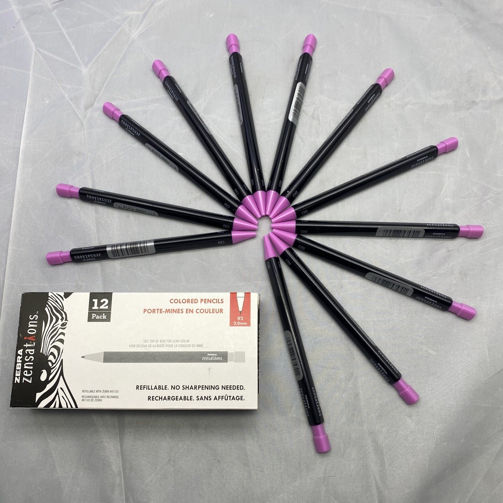 PINK Zebra “Zensations” Mechanical colored pencils, Pack Of 12 New, Sealed
