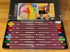 Cretacolor Set of 12 Fine Art Colored Pencils + Tin Case Water Resistant Karmina