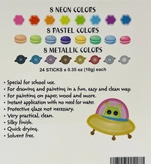 Paint Sticks 24 Colors Neon, Pastel & Metallic, Washable Paint, Non-Toxic NEW
