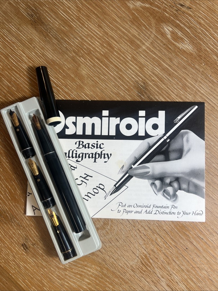 Osmiroid RightHander Calligraphy Basic Set 22 CARAT GOLD Plate Nibs Fountain Pen