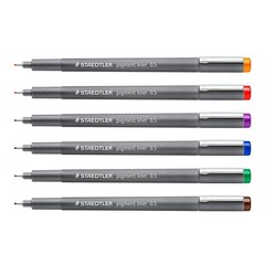 Staedtler Pigment Liner 0.5mm Fineliner Pens Drawing Sketching 6 Colors