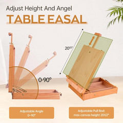 Wooden Art Easel for Painting & Sketching – Tabletop & Table Top Easel with Stor