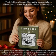 Sketch Book 8.5 x 11, Pad, Pack of 1 8.5-x-11-inch:1 Pack, Green