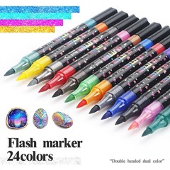 24 Colors Glitter Markers,Glitter Paint Pens Sparkly Metallic Shimmer Marker …