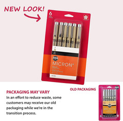 Pigma Micron Fineliner Pens, 05 Tip Size, Archival Black Ink, 6PK 50038