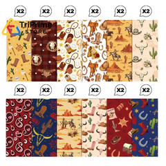 24 Sheets Western Cowboy Scrapbook Paper 12 inches x 12 inches, multicolored