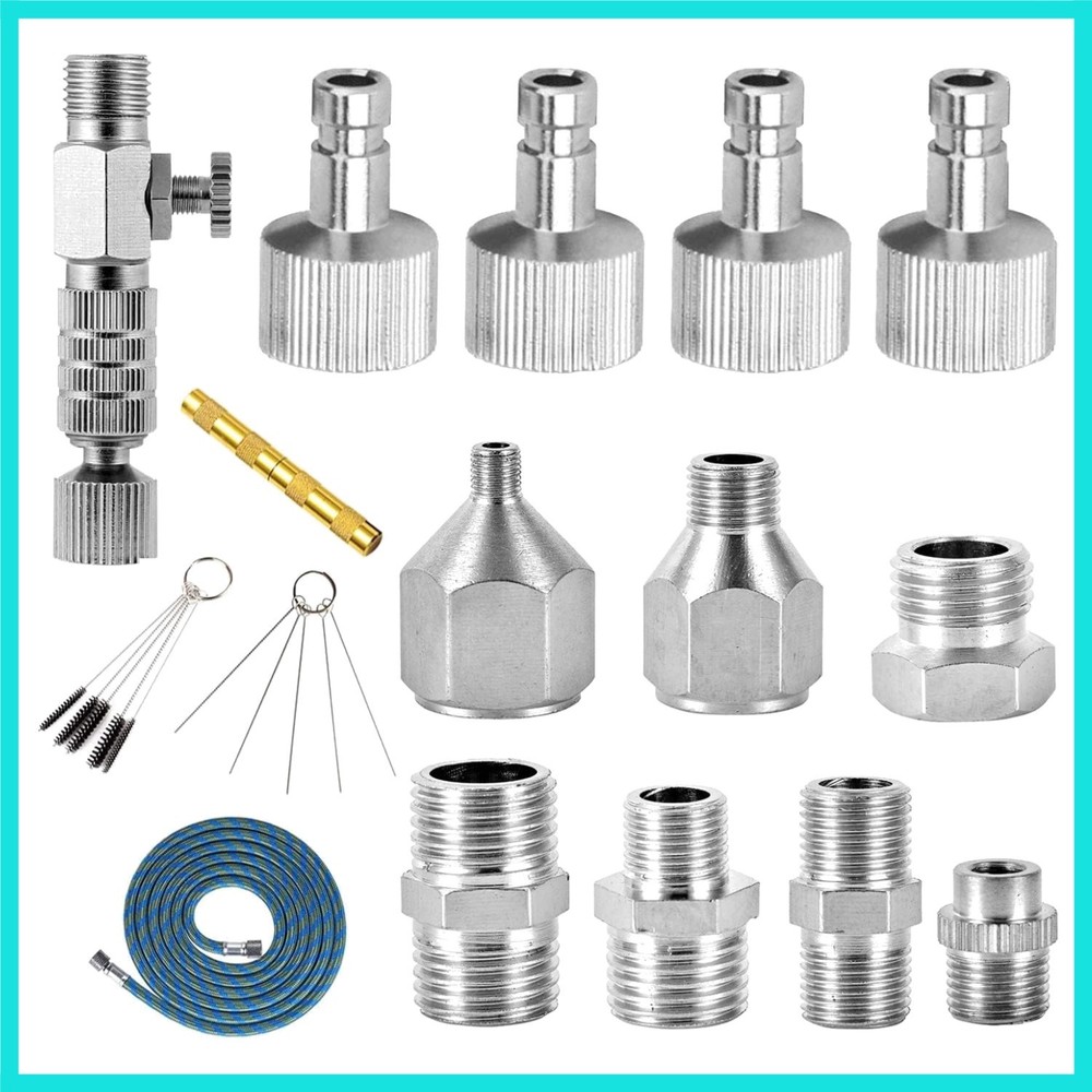 16 Pcs Airbrush Adapter Set Includes 12 Pcs Airbrush Adapter Kit Fitting Quic…