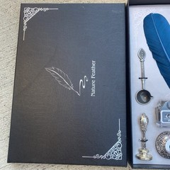 Vintage Feather Dip Pen Gift Box Set Ink Bottle Nib Lacquer Wax Seal Calligraphy