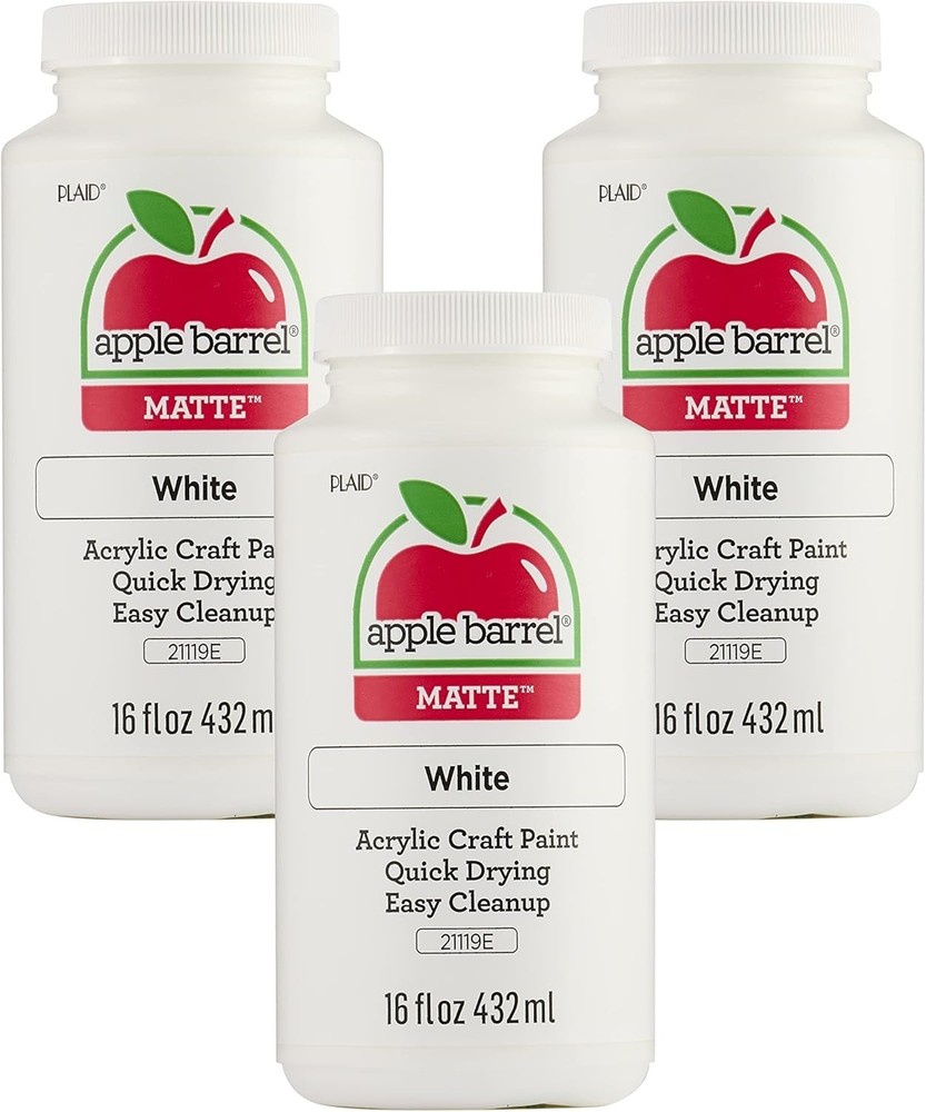 Acrylic Paint in Assorted Colors, White (Pack of 3) 16 oz, 21119A- (Pack of 3)