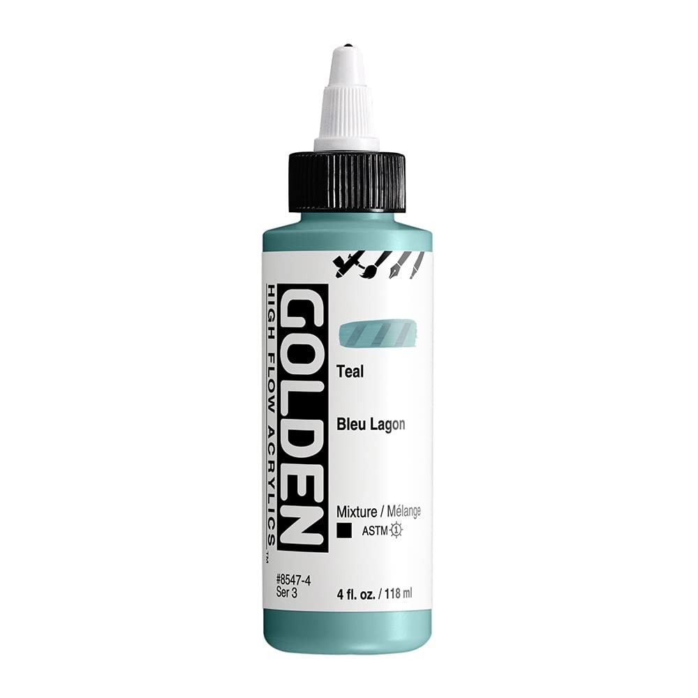 High Flow Acrylics by GOLDEN, Teal, 4 fl. oz. Bottle, Professional Acrylic Pa…