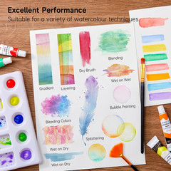 Watercolor Paint Set, 15 Colors Watercolor Paint in Tubes (12ml Each) with 3 Bru