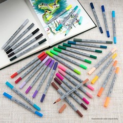 – 36pc Dual Tip Waterbased Artist Markers – Brush Tip and Fineliner