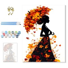 Fall Maple Leaf Girl Paint Kit Autumn Maple Leaf Girl Portrait Full Drill Art