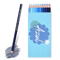 12 Blue Colored Pencils Oil Based Pre-Sharpened Wooden Colored Pencil Set for Ad