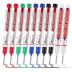 Thboxes 10 Pack Long Nib 1 Count (Pack of 10), Black, White, Red, Green, Blue