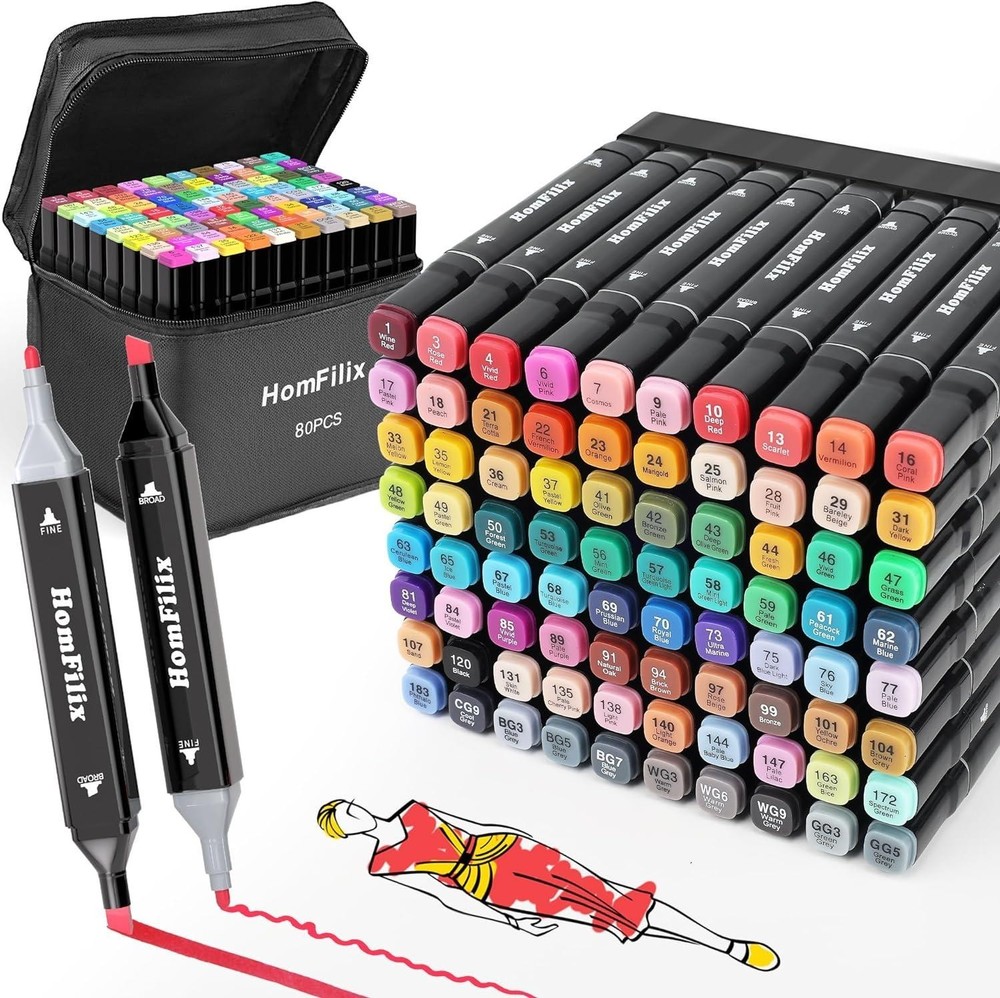 Markers, 80 Colors Dual Tip Art Markers Set – Perfect for Coloring
