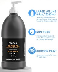 Black Large Outdoor Acrylic Paint Set (69 oz, 2040 ml) Rich Art Painting Supplie