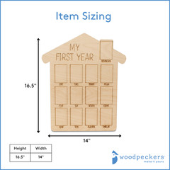 My 1st Year Photo Frame 14″ for Baby Keepsake, Decor, & Bday Party | Woodpeckers