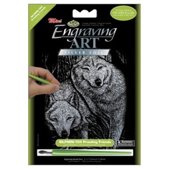 Royal Brush Silver Foil Engraving Art Mini Kit 5″X7″-Prowling Friends (6Pk)