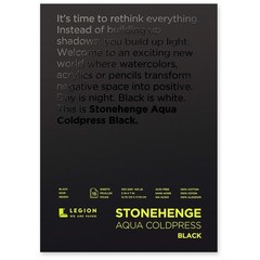 Stonehenge Aqua Black Medium Weight Pad, 140lb, Coldpress, 5 x 7 Inches, 15 S…