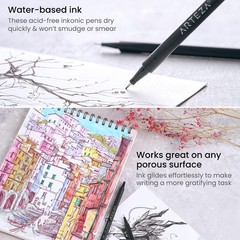Inkonic Fineliner Pens Set Of 48 Markers 0.4mm Fine Tip For Drawing Art