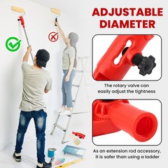 Multi-Angle Paint Brush Extender with Brush, 1.54 inches, Red+wood
