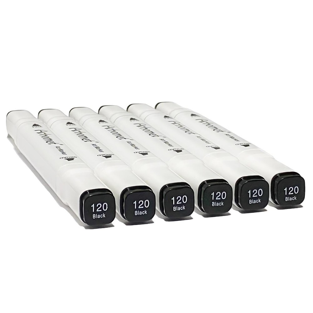6pcs Black Alcohol Markers Set, Dual Tips Art Markers Drawing Sketched Double…